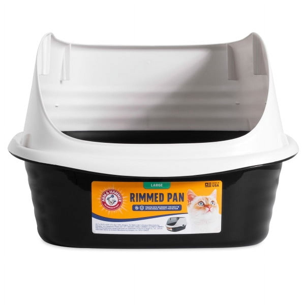 Arm & Hammer Rimmed Wave Cat Litter Pan, Open Top Entry Cat Litter Box, Large, Grey