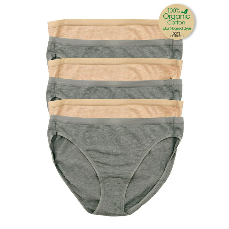 Felina Organic Cotton Bikini Underwear for Women - Bikini Panties for  Women, Seamless Panties for Women (6-Pack) (Wheat Slate, Small)