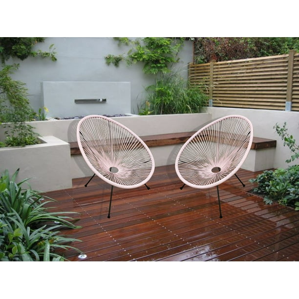E Joy Acapulco Chair Indoor Outdoor Lounge Weave Patio All Weather Sun Oval Pink 3 Pcs Com E Joy Acapulco Chair Indoor Outdoor, Pink Outdoor Patio Furniture