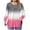 Hot Pink, variant on Plus Size Women's Color Block Casual T-Shirt Top, Long Sleeve Round Neck Shirt for Home Relaxation, Soft Stretch Daily Wear Blouse