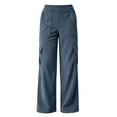 thumbnail image 7 of Cargo Pants For Women Corduroy Wide Leg Baggy High Waisted Stretch Jeans Pockets Straight Casual Jeans, 7 of 7