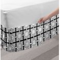 thumbnail image 2 of Abstract Bed Skirt, Art Deco Inspired Composition of Various Geometric in Monotone, Elastic Bedskirt Dust Ruffle Wrap Around for Bedding Decor, 4 Sizes, Dark Grey and White, by Ambesonne, 2 of 2