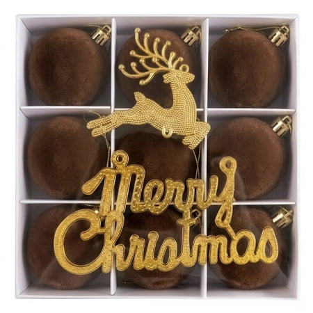 Christmas Decorations Velvet Ball Ornaments Set Gift Box for Christmas Tree Wreath Garland Mantel Window Holiday Home Decor