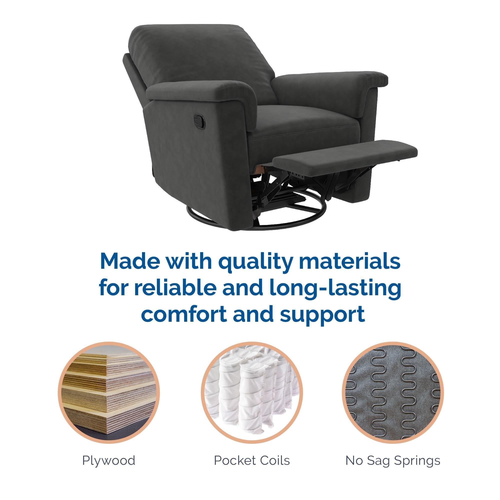 Baby Relax Terrin 3-in-1 Gliding Swivel Nursery Recliner