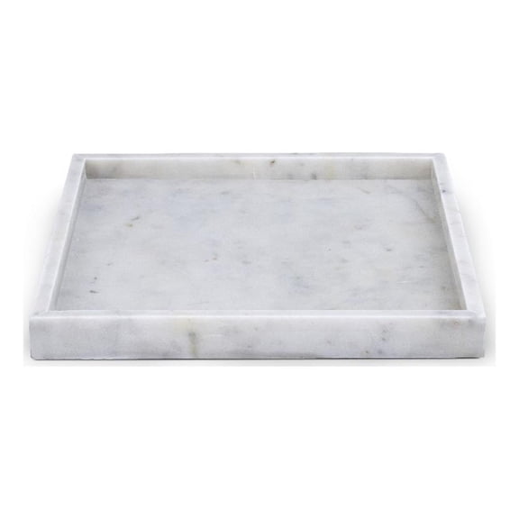 Meridian Furniture Barletta White Square Marble Tray