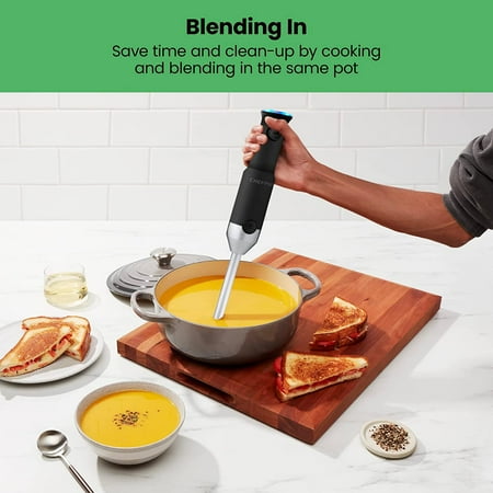 Chefman Cordless 5-in-1 Immersion Blender Set, Ice Crushing, Masher, Whisk, Chopper, Stainless Steel - Black