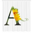 thumbnail image 3 of Ambesonne Letter a Shower Curtain, Floweringlphabet, 69"Wx84"L, Marigold Black and Green, 3 of 3