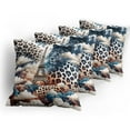 thumbnail image 5 of Ambesonne Leopard Throw Pillow Cover 4 Pack, Eiffel Clouds and Wild Cat, 18", Night Blue Rust Eggshell, 5 of 7