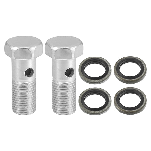 Unique Bargains Juego de 2 adaptadores de montaje de freno para pernos de automóvil, 1,18 "de longitud, rosca M10x1,0, perno único con 4 arandelas de cobre