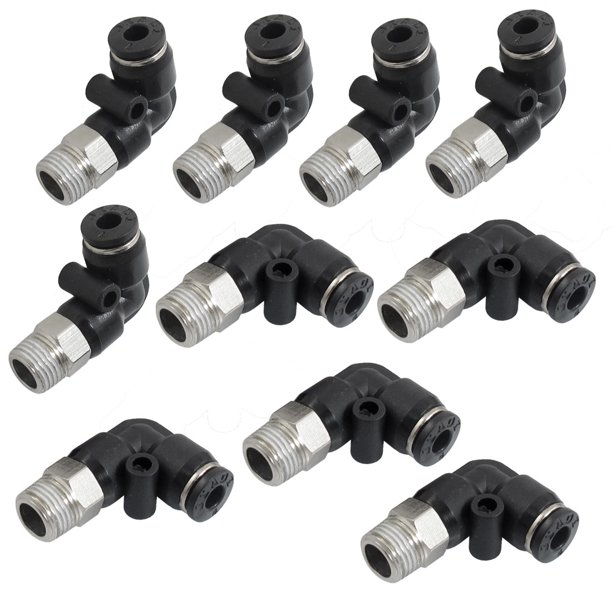 10 x Pneumatic 4mm to 1/8" PT Male Thread 90 Degree Elbow Pipe Quick
