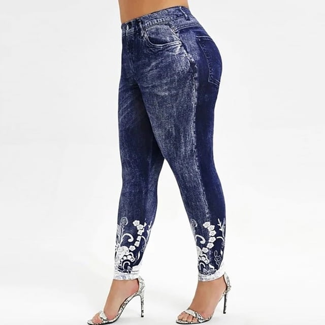 ICHUANYI Clearance Women Printed Yoga Fitness Leggings Running Gym Stretch Sports Pants Trousers(Navy, XL) ICHUANYI WER2023080909128