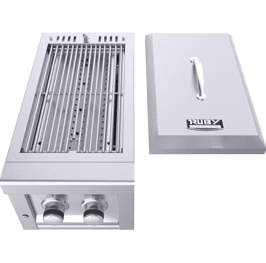 Sunstone Ruby Series 13 Inch Natural Gas Companion Pro Burner with Cooking Grates & Flavorizer Rack & LED Accent Light