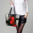 thumbnail image 6 of Vinatge Geometric Abstract Art Red Gray Black Woman Leather Handbags Large Tote Bag Fashion Portable Handbags With Zipper, 6 of 7