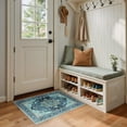 thumbnail image 2 of Area Rugs Washable Non-Slip, Floral Vintage Distress Print Pattern Medallion Carpet for Living Room Bedroom Dining Room, Teal Green Lake Blue Turquoise, 2 of 8