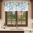 thumbnail image 6 of 2 Pack Teal Blue Leaves Valances for Windows Bedroom Living Room Window Treatments, Summer Botanical Rod Pocket Valance Drapes Short Kitchen Curtains Over Sink 42"x18", 6 of 8