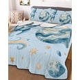 thumbnail image 3 of Quilts Full Size Bedding Set, Light Blue Space Rocket Lightweight Quilted Comforter, Modena Abstract Universe Planet Soft Reversible Bedspread Coverlet with Pillow Covers for All Season, 78" x 90", 3 of 7