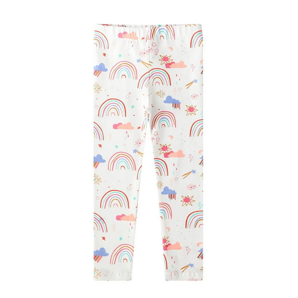 Odeerbi 2-8 Años Chicas Algodón Leggings Impresión Linda Calcetines Elásticos Pantalones Casuales Pantalones de Pijama