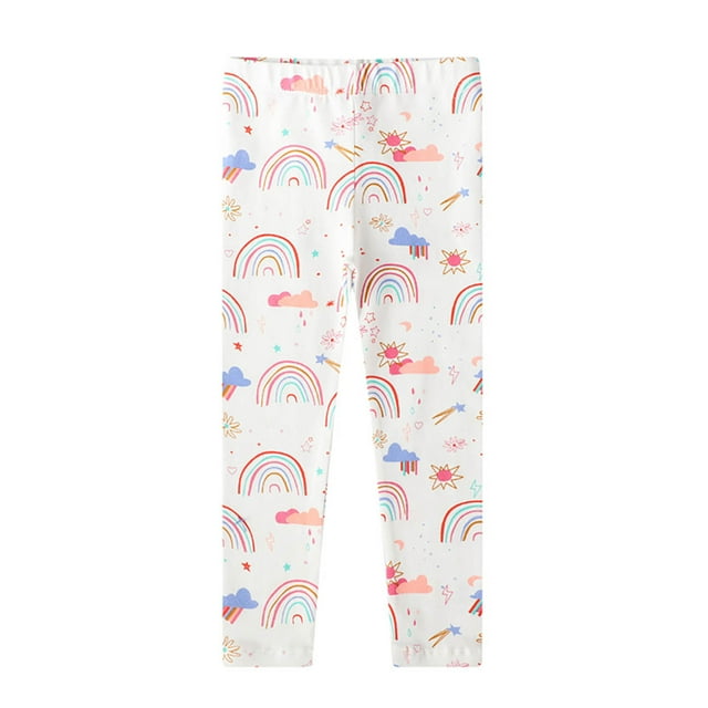 Odeerbi 2-8 Años Chicas Algodón Leggings Impresión Linda Calcetines Elásticos Pantalones Casuales Pantalones de Pijama
