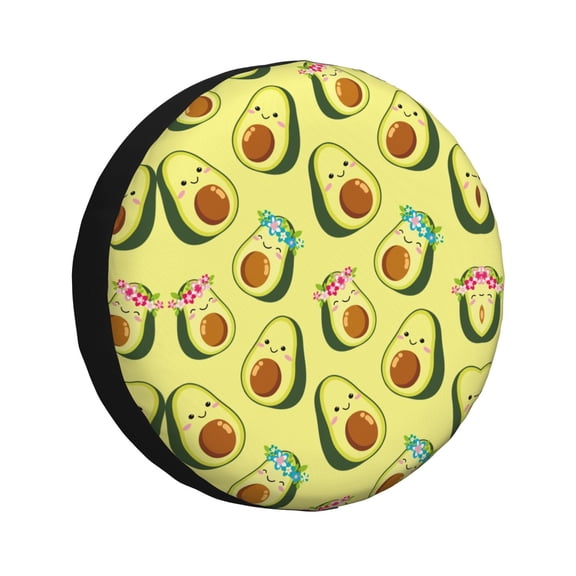 Gukieu Flowers Avocado Print Car Tire Cover, Adjustable Waterproof and Dustproof Tire Protection Cover, Suitable for SUV, Truck, Van-16 inch