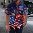 thumbnail image 2 of CONZONE 250 Anniversary Usa Mens Buttons Down Shirts Short Sleeve Independence Day Shirts for Men Trendy Patriotic Usa Letter Graphic Lapel Soft Lightweight Tops, 2 of 5