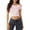 Pink, variant on Women Knit Crop Tops Solid Color 3D Flower Boat Neck Off Shoulder T-Shirts Summer Slim Fit Shirts Streetwear