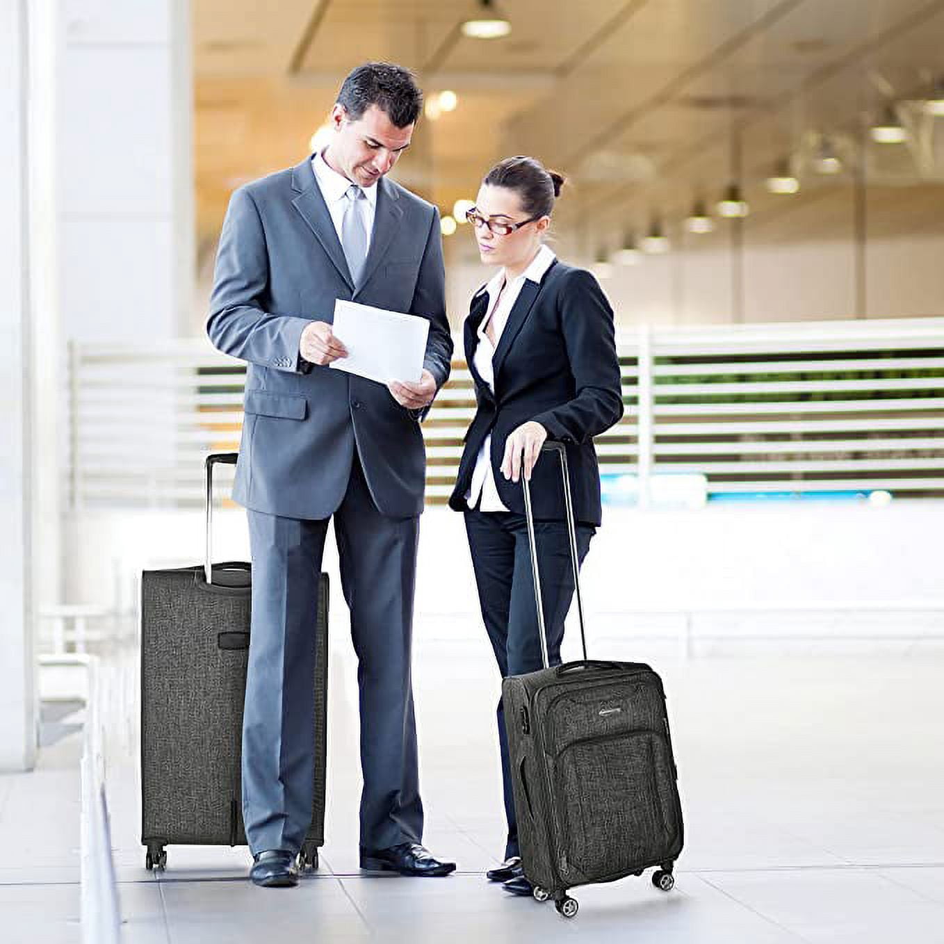 Cantor 20" Adult 3 Piece Softside Spinner Lightweight Luggage Set, Gray