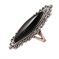 Elegant 925 Silver Rings for Women Black Retro Fashion Statement Big Stone Turkish Style Jewelry Unique Gemstone Accessories for Her