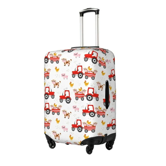 Rateoe Tractor With Farm Animals Printed Luggage Cover, Suitcase Protector Fits 18-32 Inch Luggage-Small