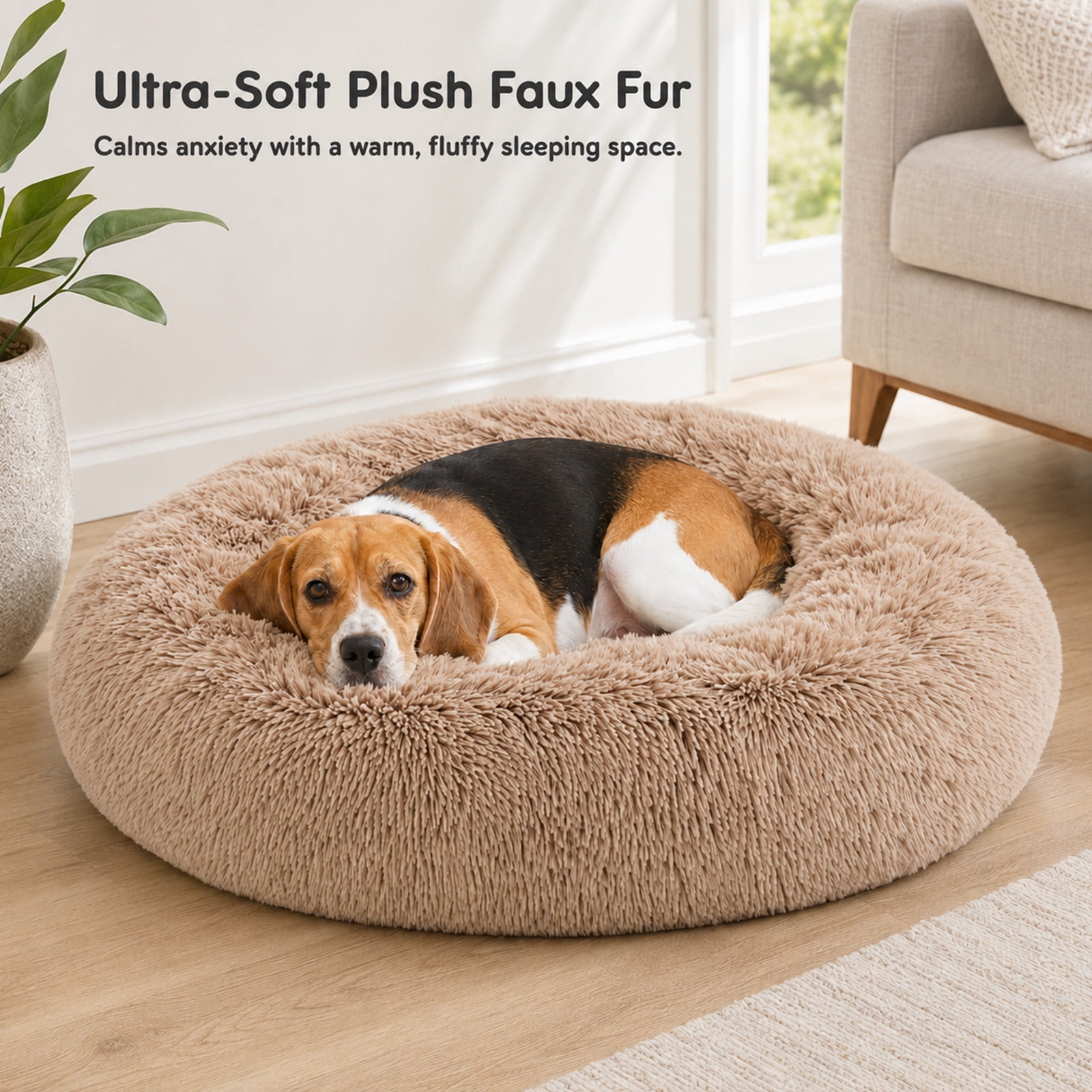 Alvantor 30''/36'' Dog Bed Comfortable Donut Cuddler Round Pet Beds Ultra Soft Washable Dog and Cat Cushion Bed, Fits up to 45 lbs/90 lbs Pets