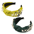 thumbnail image 1 of Diadema para mujer - Diadema con perlas anudadas Accesorios para el cabello Diademas para niñas Diadema antideslizante Moda Linda Diadema con nudo superior Regalos para mujeres MFZFUKR CPB-DE-LYY733-2, 1 of 5