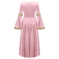 thumbnail image 6 of Mufeng Girls Renaissance Queen Gown Velvet Vintage Medieval Princess Long Maxi Dress Pink 8, 6 of 6