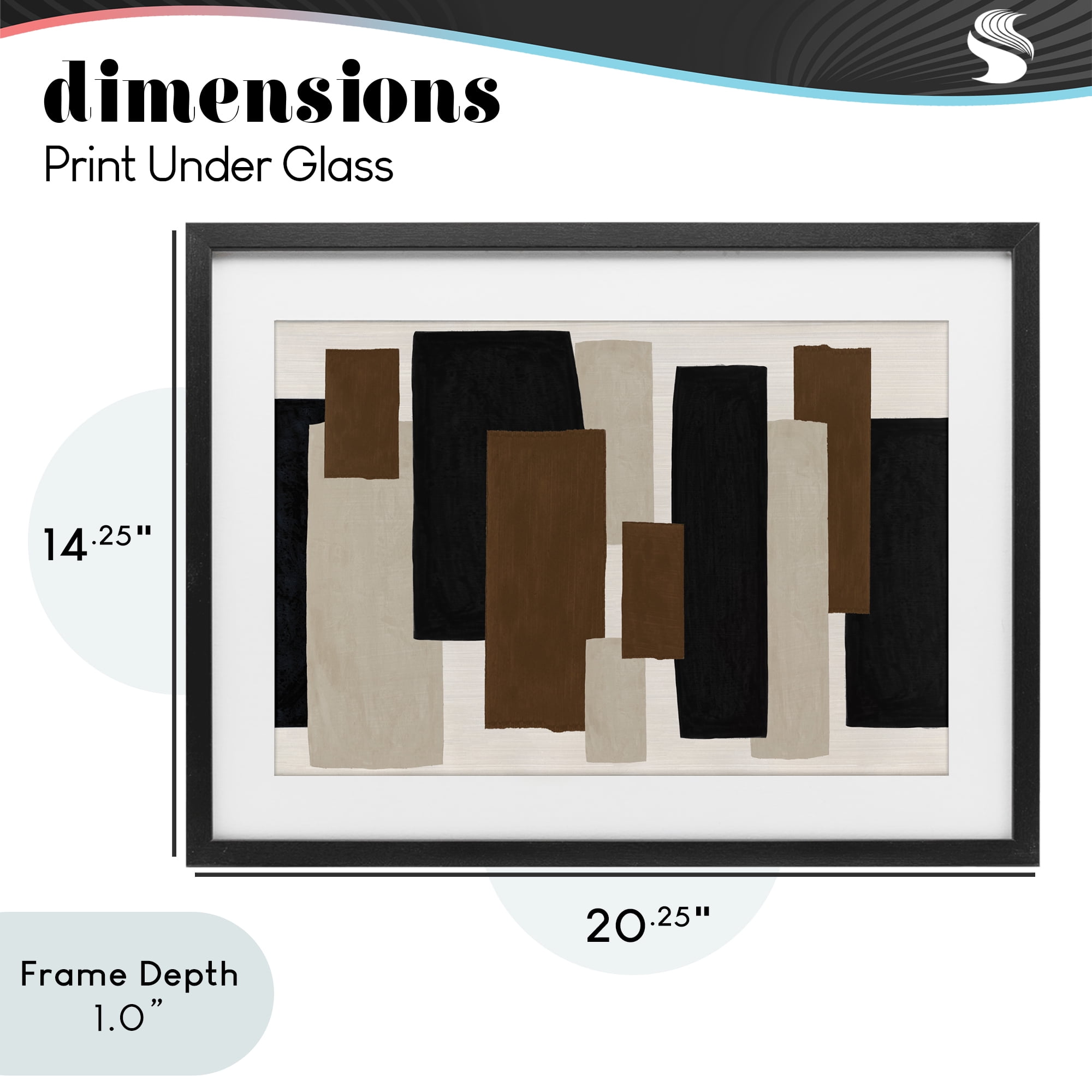Stupell Industries Minimal Vertical Blocks in Earth Tones Black Framed Print Under Glass, design by Janet Tava