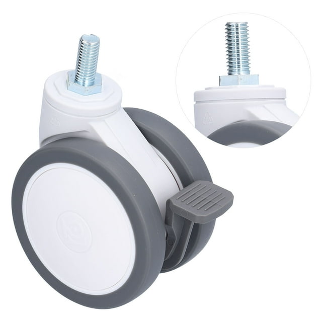 Heavy-Duty M12 Threaded TPR Silent Swivel Caster with Brake, 4-Inch Wheel for Smooth and Quiet Mobility