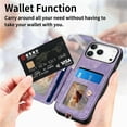 thumbnail image 3 of for iPhone 17 Pro Max Phone Case Wallet with Card Holder,PU Leather Flip Folio Case,RFID Blocking Ring Holder Kickstand Wrist Strap Magnetic Protective Women Men Cover,Purple,For iPhone 17 Pro Max, 3 of 11