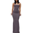 thumbnail image 5 of Biekopu Women's Bodycon Long Dress, Sleeveless Backless Spaghetti Strap Solid Color Party Dress, 5 of 6
