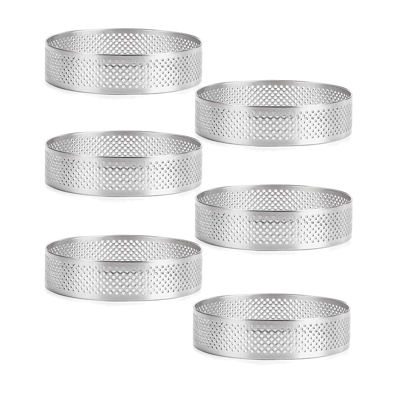 Color : Silver Heat Perforated Cake Mousse Ring,Cake Ring Mold,Round Cake Baking Tools Cupcake Cases Muffin Silicone Bakeware silicone muffin cases 6 Pack Stainless Steel Tart Rings 