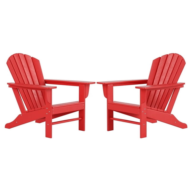 Portside Classic Outdoor Adirondack Chair (Set of 2) in Red