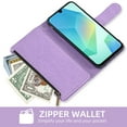 thumbnail image 4 of Asuwish Compatible with Samsung Galaxy A16 5G/4G Wallet Phone Case and Tempered Glass Screen Protector Flower Faux Leather Flip Credit Card Holder Stand Zipper Cell Cover for A 16 Women Purple, 4 of 8