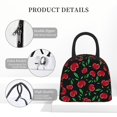 thumbnail image 4 of Horeoi Cherry Pattern Large Insulated Lunch Bag for Work, School, Picnic - Waterproof, Durable Oxford Cloth, Comfortable Handle-Black, 4 of 9