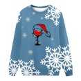 thumbnail image 4 of Pntutb Ladies Christmas Print Red Wine Glass Loose manga larga cuello redondo Pullover top camiseta top Pntutb Pntutb-3256, 4 of 4