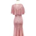 thumbnail image 4 of Sleeveless Double V-Neck Long Mermaid Sequin Formal Evening Dresses, 4 of 8