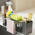 thumbnail image 5 of Bxaolu Sink Caddy Sponge Holder for Kitchen with Brush Holder and Self Drain Tray, Rustproof Kitchen Sink Organizer with Towel Rack for Sponge, Soap Dispenser Storage Accessories,(Plastic, Grey), 5 of 7