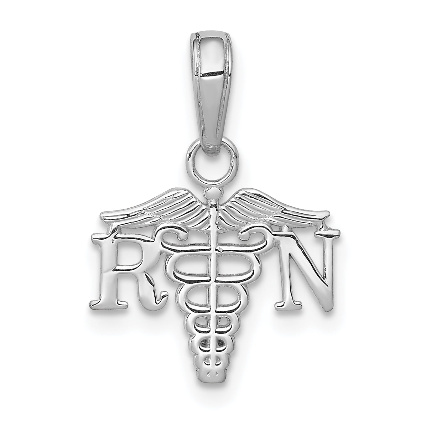 Jewelry Stores Network - Wide 14k White Gold RN Letters And Caduceus ...