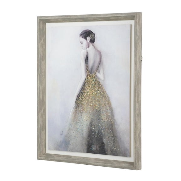 A&B Home Maryanne Framed Wall Art - 17"W x 21"H x 1.2"L - Gray/Cream/Copper
