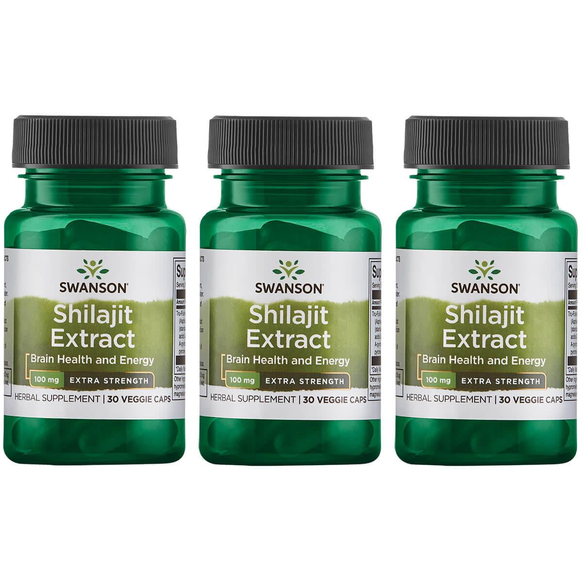 Swanson Shilajit Extract Extra Strength 100 mg 30 Veg Caps 3 Pack
