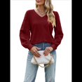 thumbnail image 1 of Blusas Elegantes e Informales para Mujer, con Cuello en V y Lunares, de Larga Vino Tinto L, 1 of 9