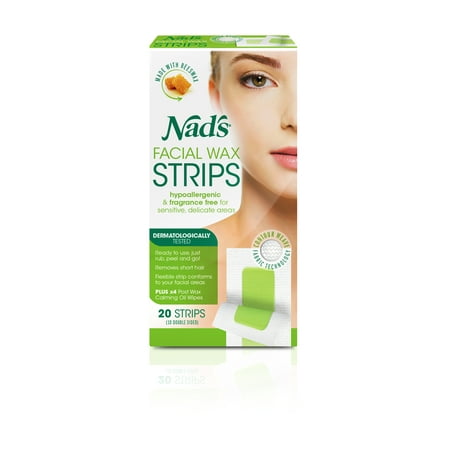 Nad's Facial Wax Strips, 20 count