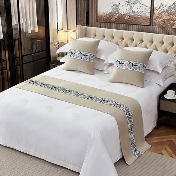 Bed Runner Scarf Bedspread Solid Colour Soft No Fading Bed Runners Scarves High-end Hotel Bed End Blanket Bedding Cover for Hotel Guesthouse Bedroom