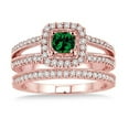 thumbnail image 2 of 2 Carat Emerald & Diamond Antique Bridal set Halo Ring in 14k Rose Gold affordable emerald and diamond engagement ring, 2 of 2