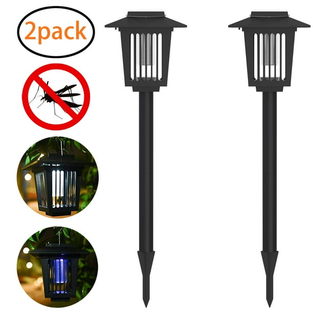 Fysho 2PC Solar Powered LED Light Bug Zapper Mosquito Insect Pest